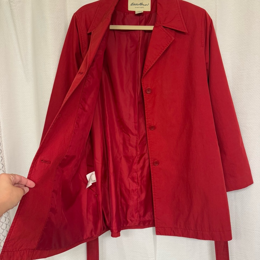 Vintage Eddie Bauer Women's bold Red trench coat city streetwear fall/winter